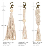 3 Mini Macrame Keychains Boho Bag Charms with Tassels