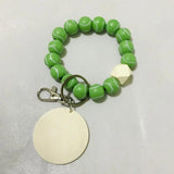 Wood Beads Keychain Basketball Football Print Keyring For Keys