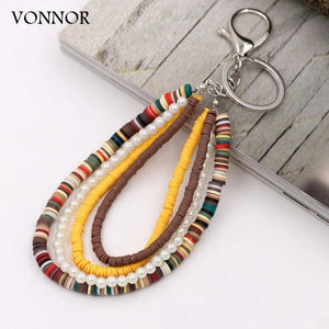 Bohemian Beaded Tassel Keychain for Women Girls