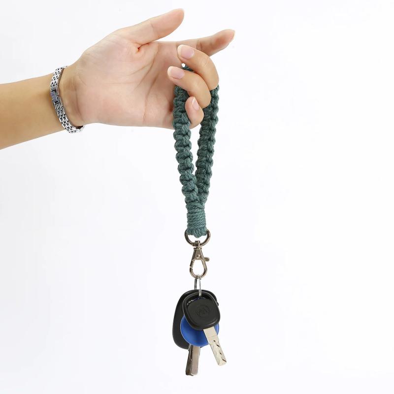 Braided Climbing Rope Keychain Metal Key Ring Pendant Accessory