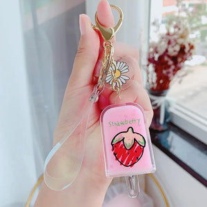Summer Glitter Quicksand Key Chain Liquid Floating Daisy Icecream Keyring