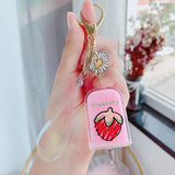 Summer Glitter Quicksand Key Chain Liquid Floating Daisy Icecream Keyring
