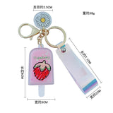 Summer Glitter Quicksand Key Chain Liquid Floating Daisy Icecream Keyring
