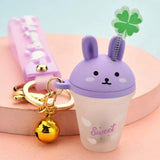 Frosted Rabbit Keychain with Lamp Acrylic Bag Pendant