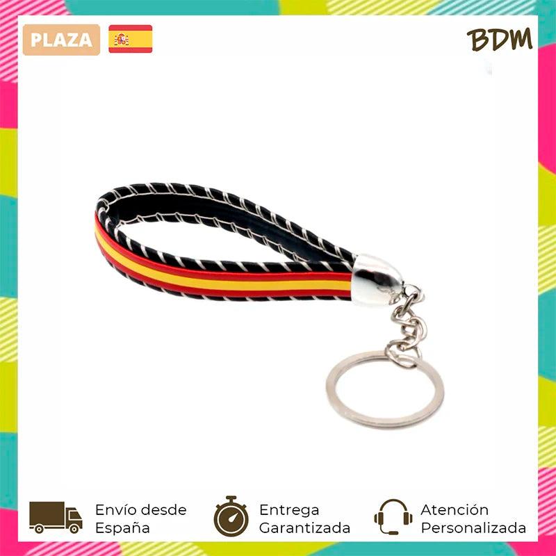Spain Flag Keychain with Background - Great Gift for Man and Woman