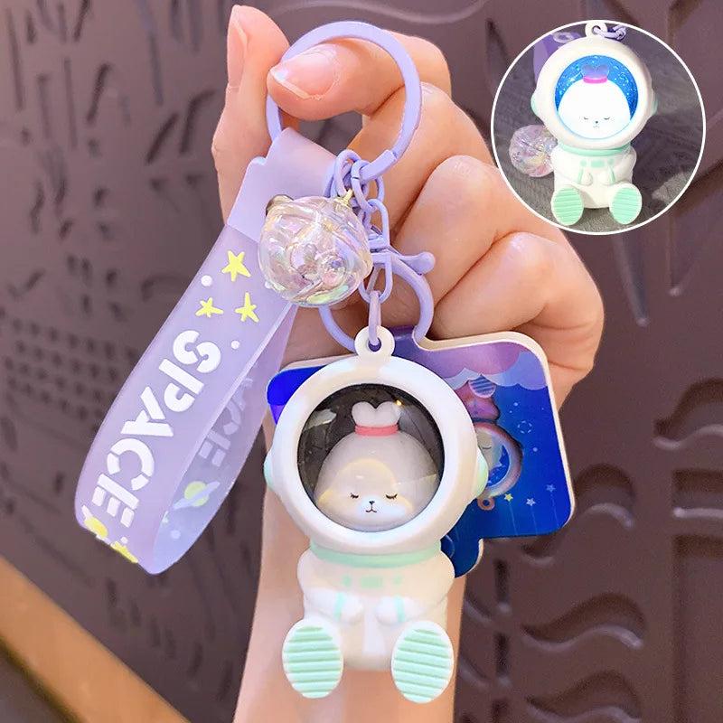 Astronaut Sunset Lamp Keychain Spaceman Animal Doll Lights Projector Keyring