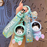 Astronaut Sunset Lamp Keychain Spaceman Animal Doll Lights Projector Keyring