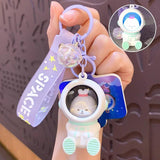 Astronaut Sunset Lamp Keychain Spaceman Animal Doll Lights Projector Keyring