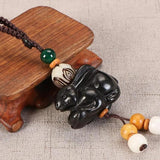Peach Wood Rabbit Phone Pendant Chinese Zodiac Key Chain Strap