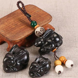 Peach Wood Rabbit Phone Pendant Chinese Zodiac Key Chain Strap
