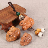 Peach Wood Rabbit Phone Pendant Chinese Zodiac Key Chain Strap