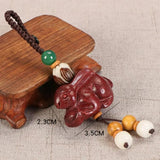 Peach Wood Rabbit Phone Pendant Chinese Zodiac Key Chain Strap