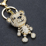 Tiger Crystal Rhinestones Keychain Enamel Pendant HandBag Car Keyring