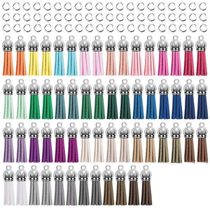 120Pcs Leather Tassel Charms and Jump Rings Kit for Jewelry Making