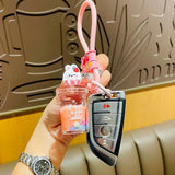 Rabbit Cartoon Oil Hand Rope Key Chain Boys Girls Backpack Pendant