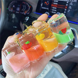 Liquid Oil Keychain Fruit Can Floating Bottle Pendant Bag Charm Gift