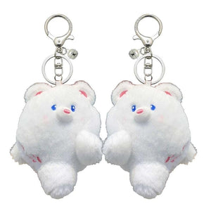 Bear Shape Keychain Plush Dolls Pendants Gift for Couples 2 Pack