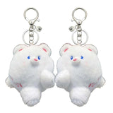Bear Shape Keychain Plush Dolls Pendants Gift for Couples 2 Pack