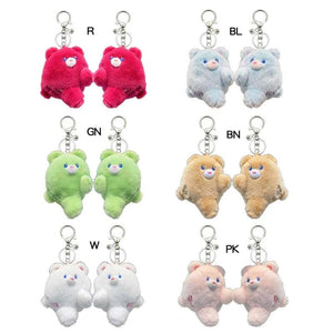 Bear Shape Keychain Plush Dolls Pendants Gift for Couples 2 Pack