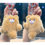 Bear Shape Keychain Plush Dolls Pendants Gift for Couples 2 Pack
