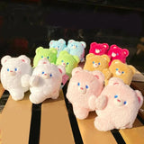 Bear Shape Keychain Plush Dolls Pendants Gift for Couples 2 Pack