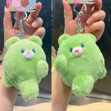 Bear Shape Keychain Plush Dolls Pendants Gift for Couples 2 Pack