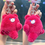 Bear Shape Keychain Plush Dolls Pendants Gift for Couples 2 Pack