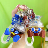 Floating Coffee Cup Liquid Keychain Cute Cartoon Keyring