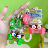 Floating Coffee Cup Liquid Keychain Cute Cartoon Keyring