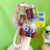 Floating Coffee Cup Liquid Keychain Cute Cartoon Keyring