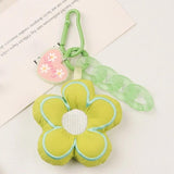 Fabric Flower Keychain Lanyard Love Heart Pendant Keychain