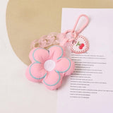 Fabric Flower Keychain Lanyard Love Heart Pendant Keychain