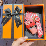 Milk Tea Ice Cream Acrylic Keychain Strawberry Rabbit Bear Doll Keyring