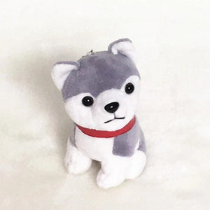 Faux Rabbit Fur Husky Dog Plush Keychain Bag Charms Toy Pendant