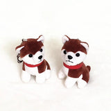 Faux Rabbit Fur Husky Dog Plush Keychain Bag Charms Toy Pendant