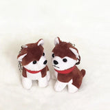 Faux Rabbit Fur Husky Dog Plush Keychain Bag Charms Toy Pendant