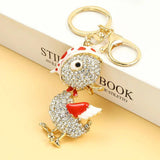 Funny Duck Rhinestone Keychain Enamel Pendant Keyring