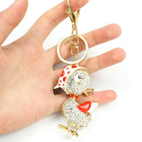 Funny Duck Rhinestone Keychain Enamel Pendant Keyring