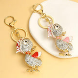 Funny Duck Rhinestone Keychain Enamel Pendant Keyring