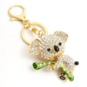 Koala Keychain Rhinestone Inlaid Metal Pendant Bag Car Key Ring Holder