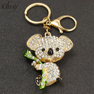 Koala Keychain Rhinestone Inlaid Metal Pendant Bag Car Key Ring Holder