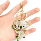 Koala Keychain Rhinestone Inlaid Metal Pendant Bag Car Key Ring Holder