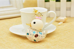 Creative Yellow Duck Rhinestone Car Key Chain Bag Pendant