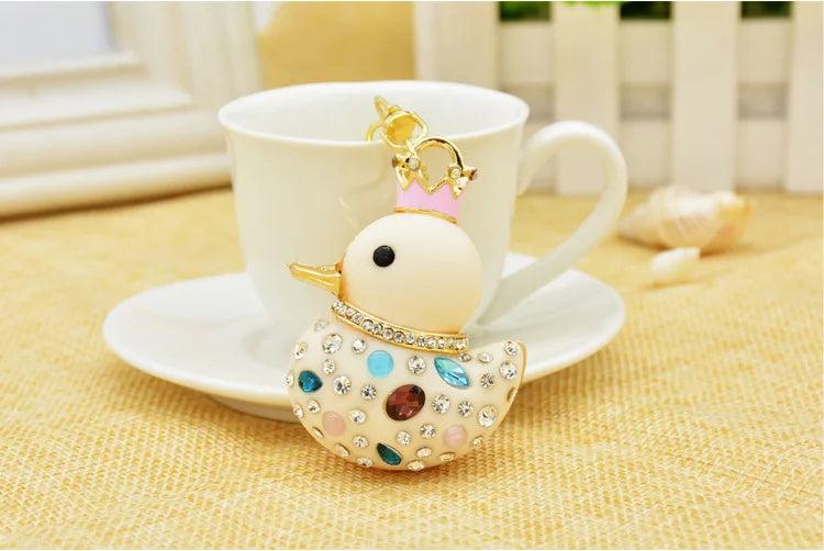 Creative Yellow Duck Rhinestone Car Key Chain Bag Pendant