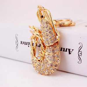 Rhinestone Shrimp Keychain Lobster Pendant Small Giveaway
