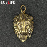 Brass Punk Rock Lion Head Keychain Pendant Vintage Copper Animal Key Ring