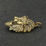 Brass Punk Rock Lion Head Keychain Pendant Vintage Copper Animal Key Ring