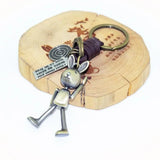 Bear Key Chain Punk Vintage Jewelry Metal Rabbit Woven Leather Key Holder