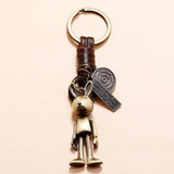 Bear Key Chain Punk Vintage Jewelry Metal Rabbit Woven Leather Key Holder