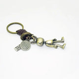 Bear Key Chain Punk Vintage Jewelry Metal Rabbit Woven Leather Key Holder